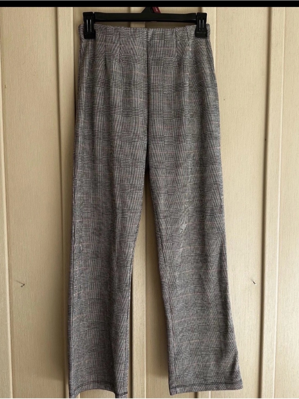 Free People Gray Plaid Cropped Wide-Leg Pants